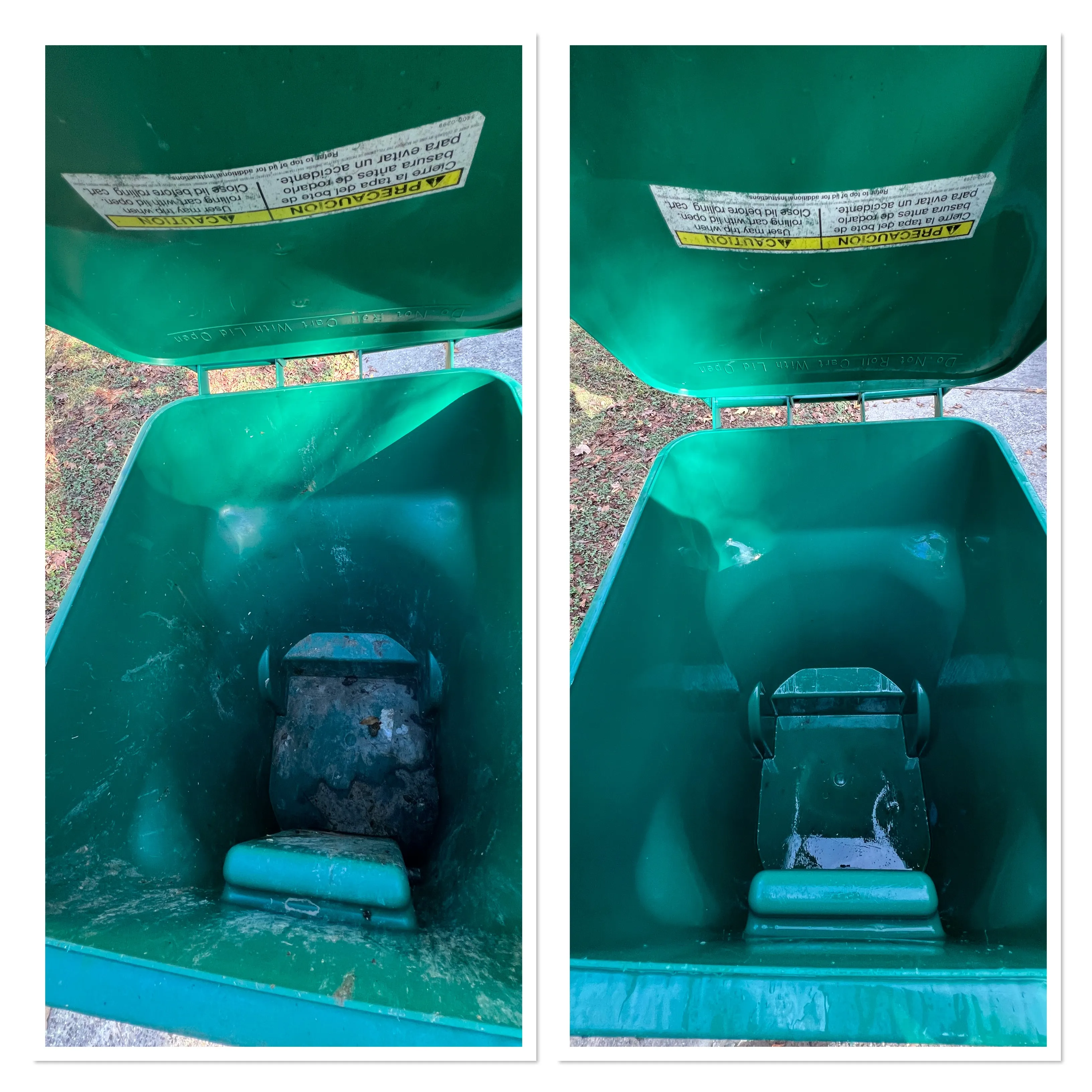 Exterior surface shown before and after professional cleaning