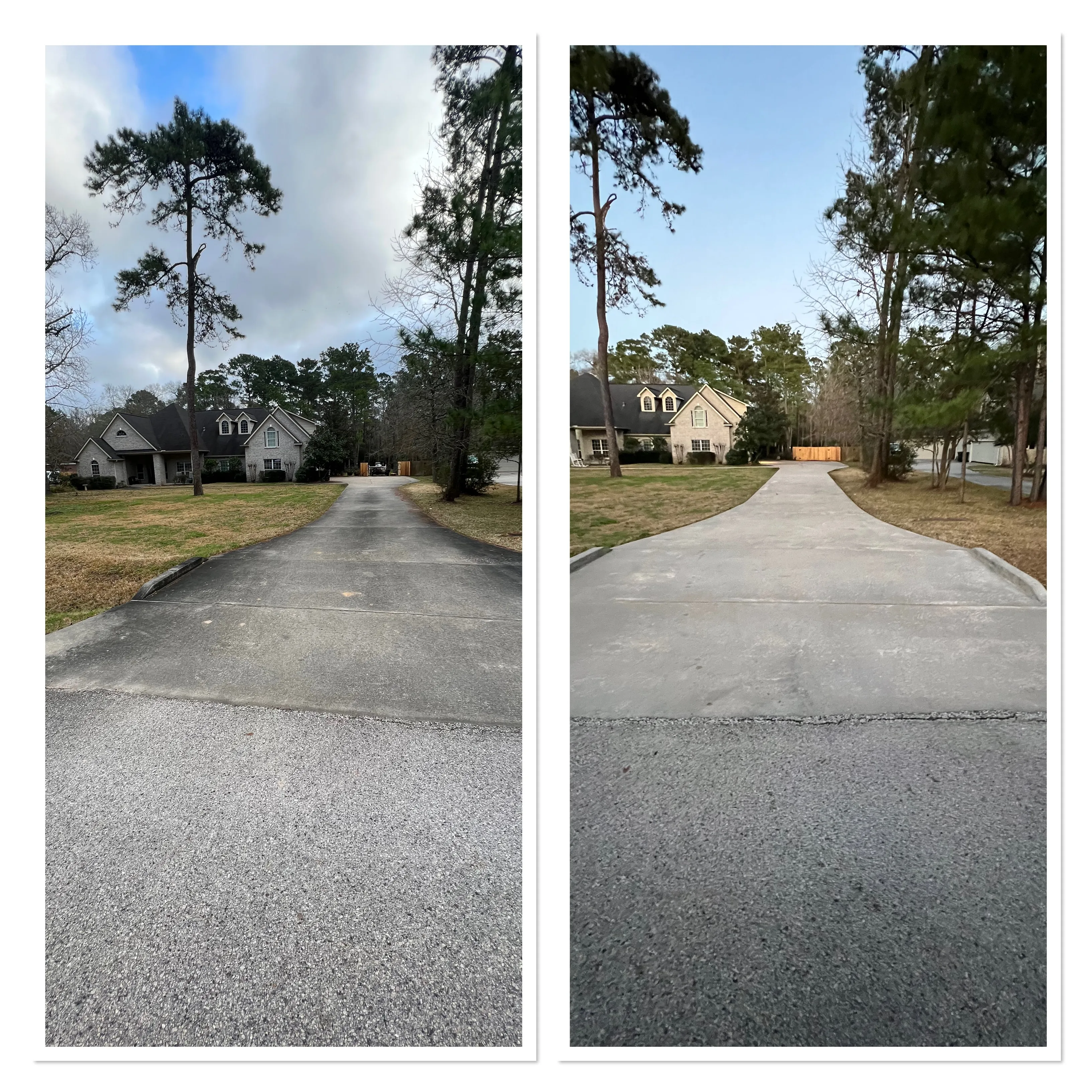 Exterior surface shown before and after professional cleaning