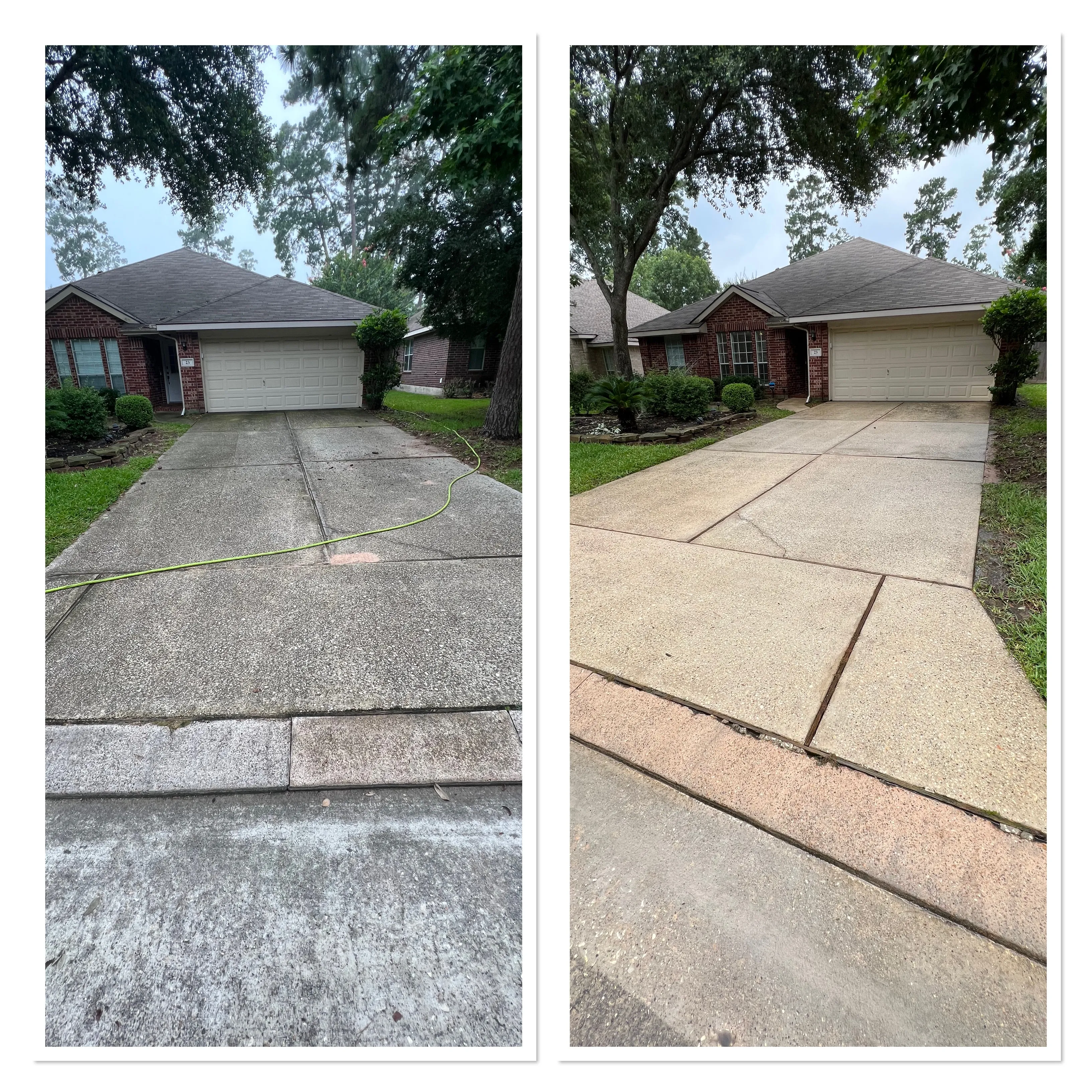 Exterior surface shown before and after professional cleaning
