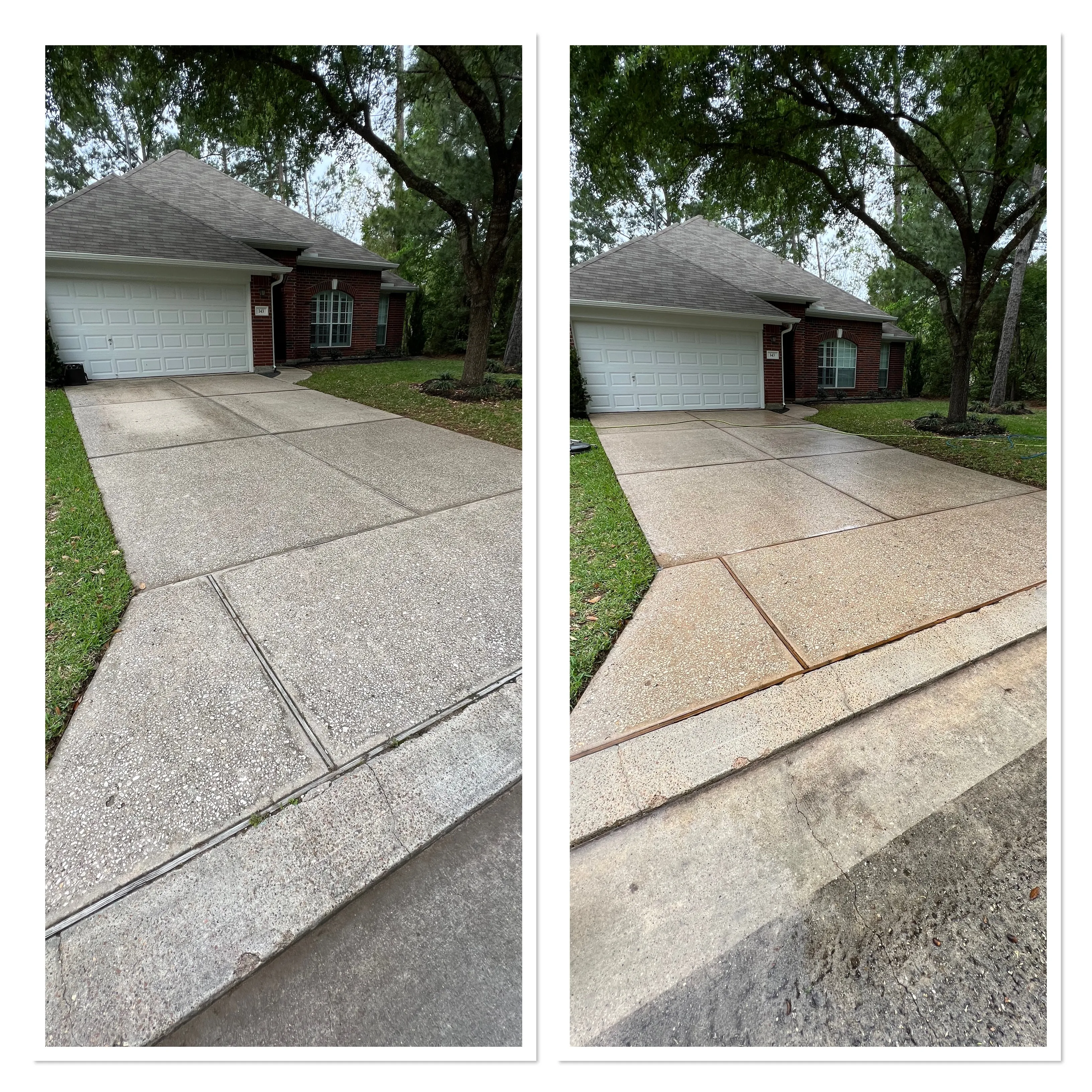 Exterior surface shown before and after professional cleaning