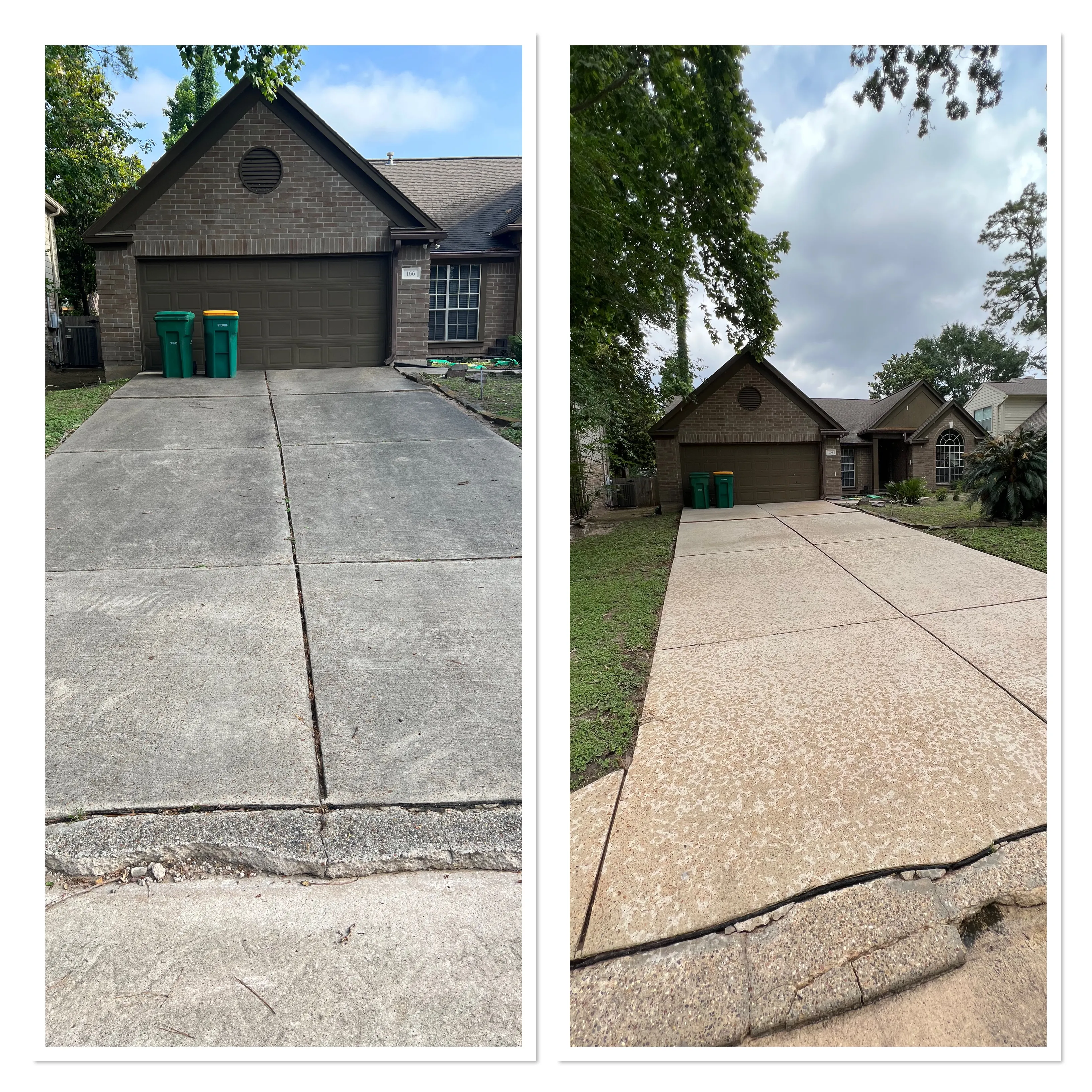 Exterior surface shown before and after professional cleaning