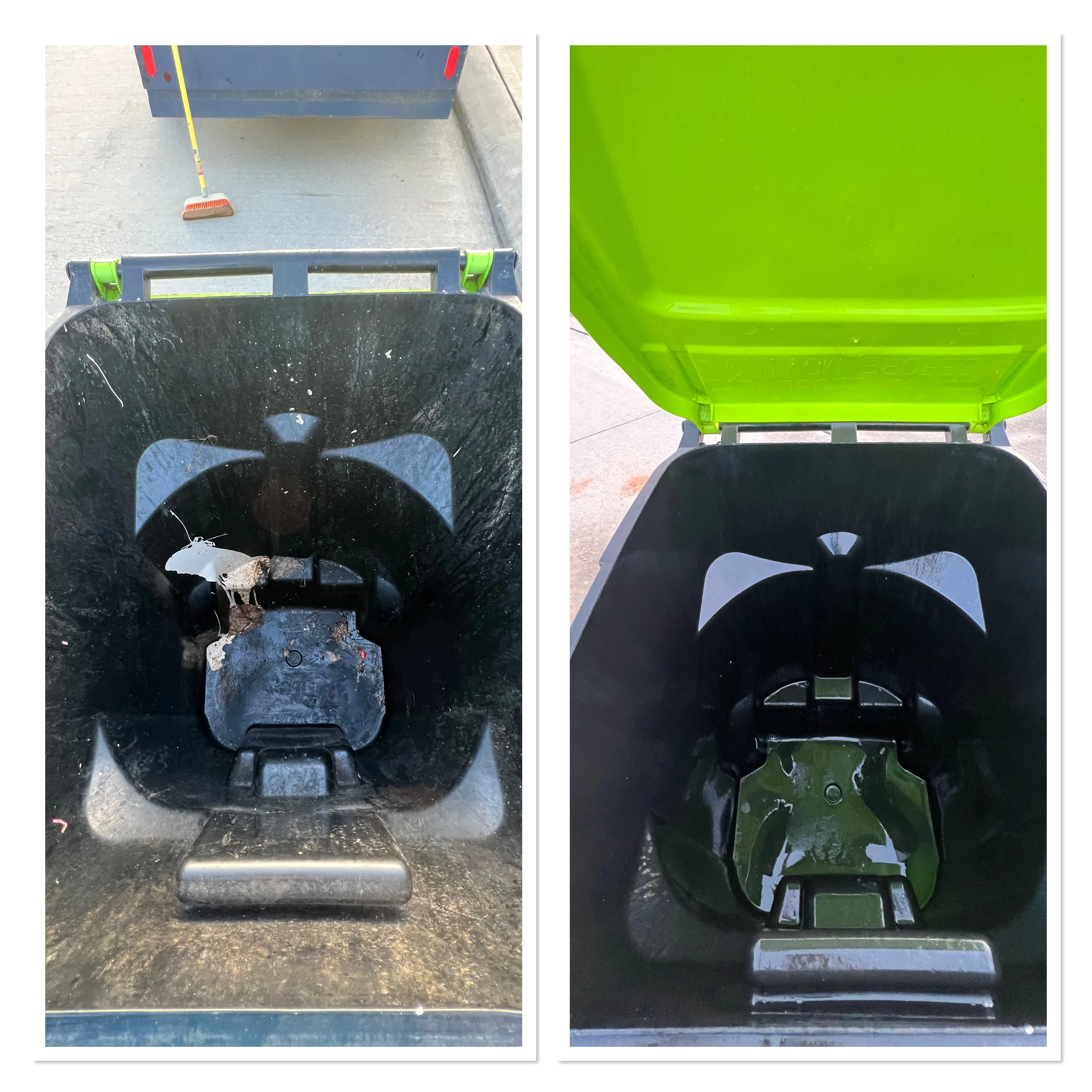 Exterior surface shown before and after professional cleaning